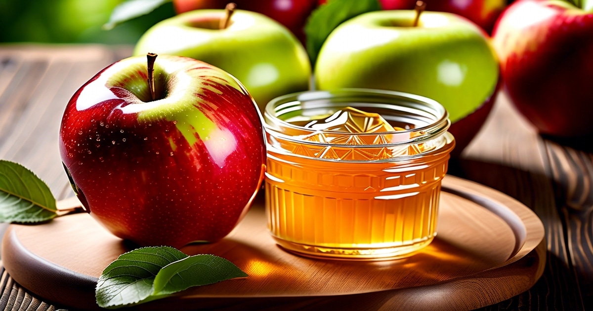 apple pectin weight loss - apple and honey on a small wooden dish